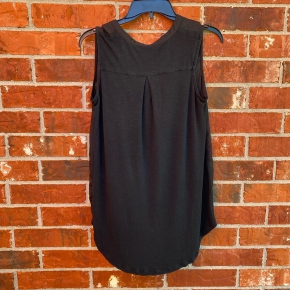 Anthropologie Sunday in Brooklyn Small Black Sleeveless Vneck Leather Trim - Picture 4 of 9